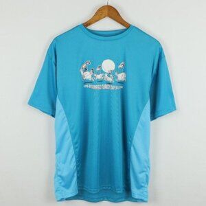 Belong Design Men's XL Blue White Crewneck Turkey Trot Short Sleeve Tech Tee